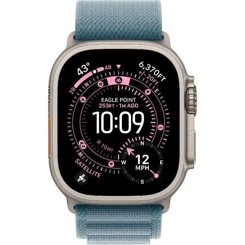 Apple Watch Ultra 3 GPS + Cellular 49mm Natural Tit. Case w. Light Blue Alpine Loop - Large (MEWP4)