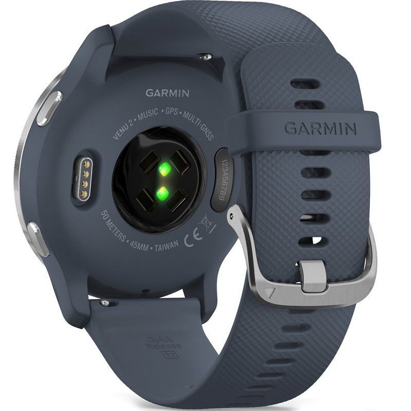 Garmin Venu 2 Silver Bezel with Granite Blue Case and Silicone Band 010-02430-10/00