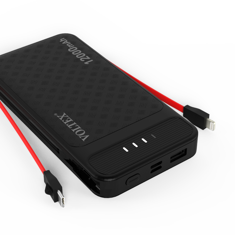Voltex V-130 12000 mAh Black USB, USB Type-C, Apple Lightning