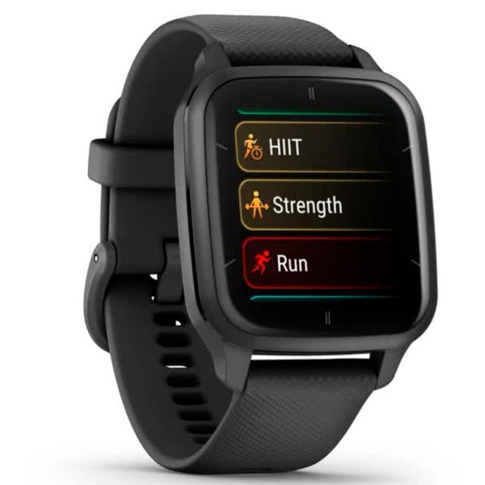Garmin Venu Sq 2 &ndash; Music Edition Slate Aluminum Bezel with Black Case Silicone Band 010-02700-10