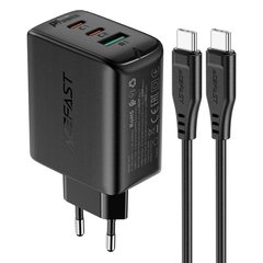 Комплект Acefast A13 адаптер 2xUSB-C + USB-A 65w + кабель USB-C to USB-C Black