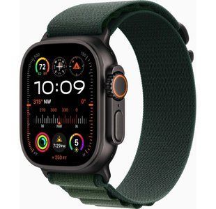 Apple Watch Ultra 2 Cellular 49mm Black Titan. Case w. Dark Green Alpine Loop - Large (MX4T3)