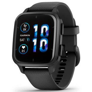 Garmin Venu Sq 2 &ndash; Music Edition Slate Aluminum Bezel with Black Case Silicone Band 010-02700-10