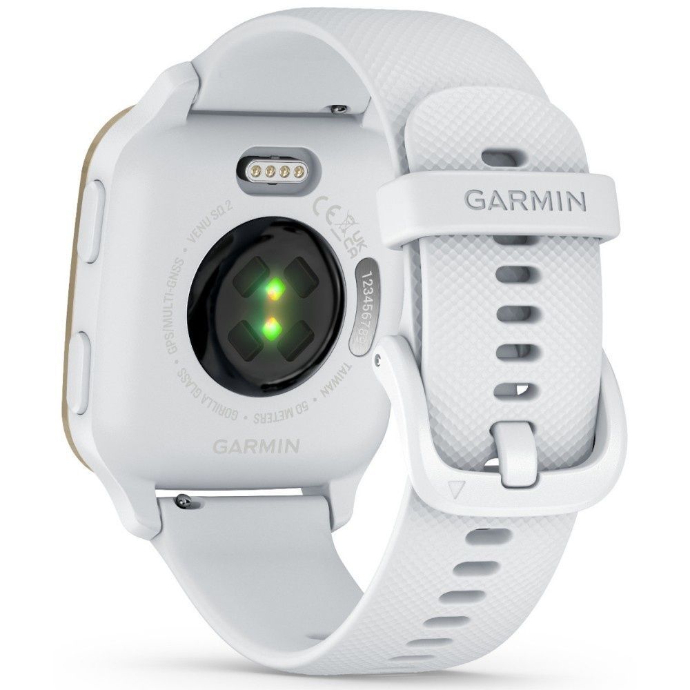 Garmin Venu Sq 2 Cream Gold Aluminum Bezel with White Case and Silicone Band 010-02701-01/11
