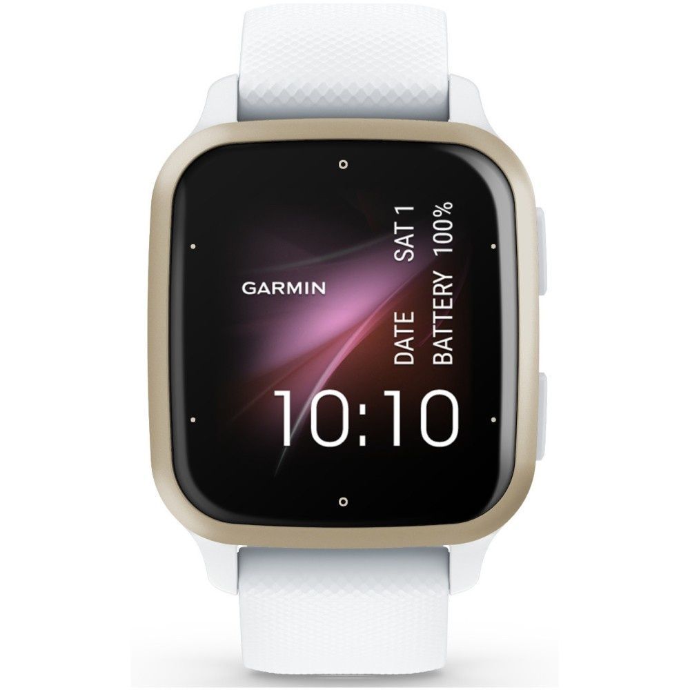 Garmin Venu Sq 2 Cream Gold Aluminum Bezel with White Case and Silicone Band 010-02701-01/11