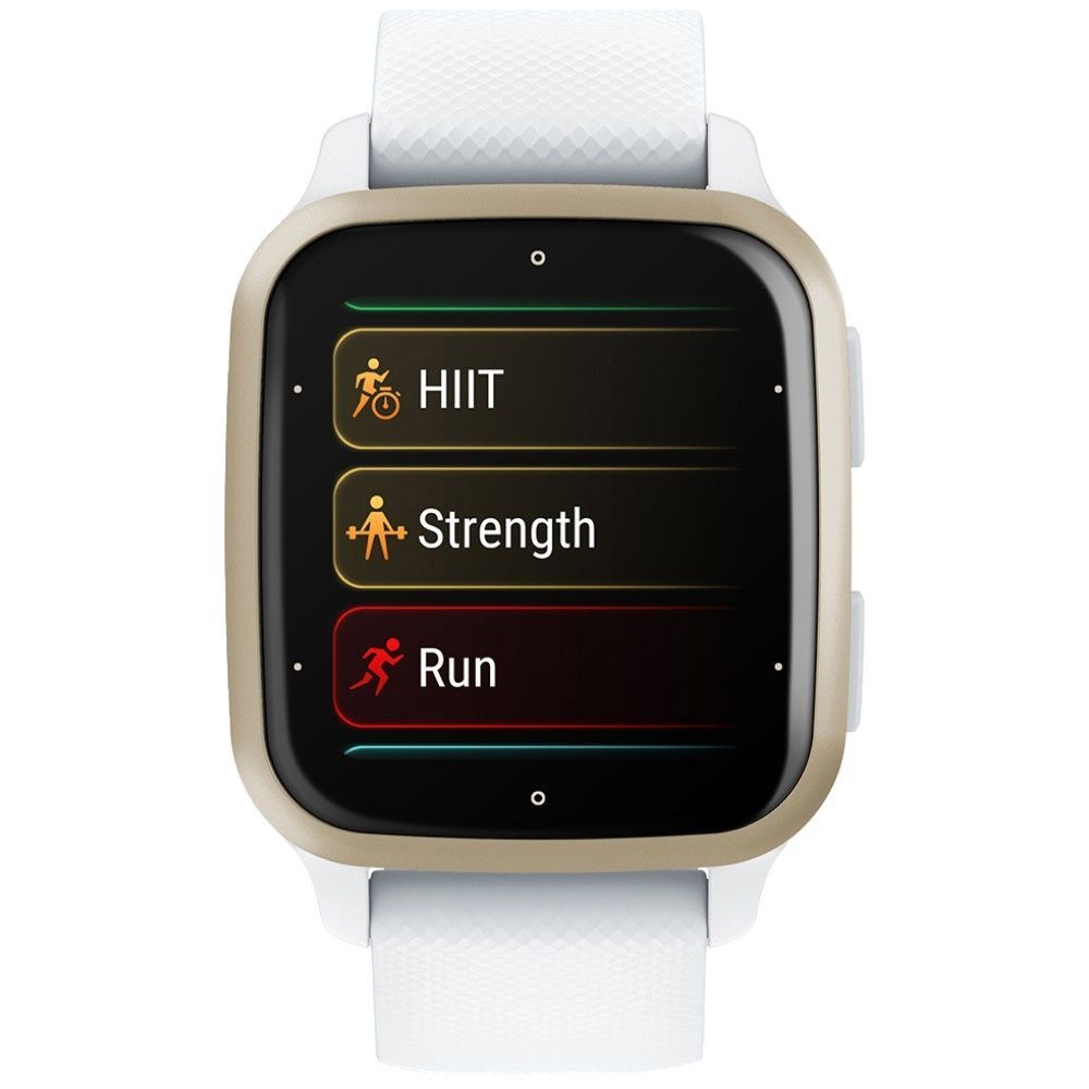 Garmin Venu Sq 2 Cream Gold Aluminum Bezel with White Case and Silicone Band 010-02701-01/11