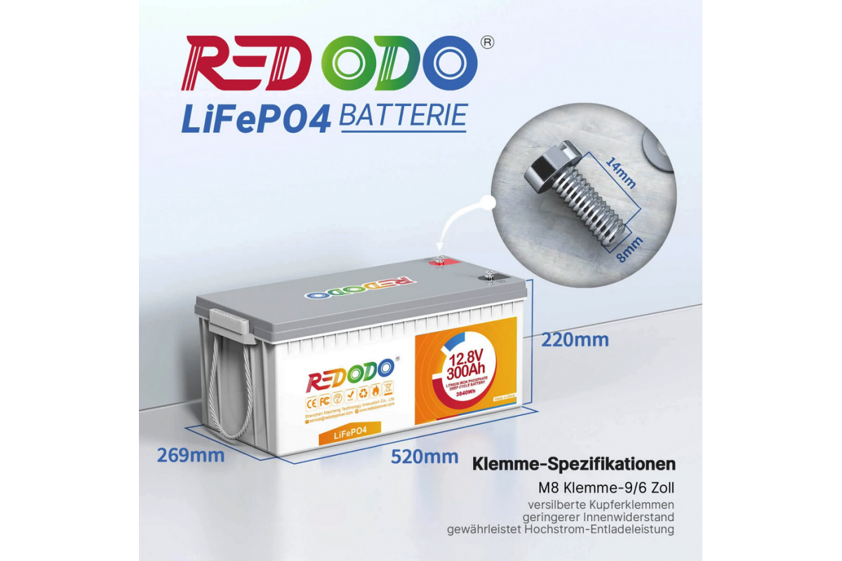 Аккумулятор Redodo LiFePO4 12V 300Ah 3840Wh
