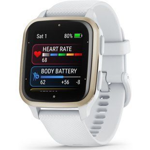 Garmin Venu Sq 2 Cream Gold Aluminum Bezel with White Case and Silicone Band 010-02701-01/11