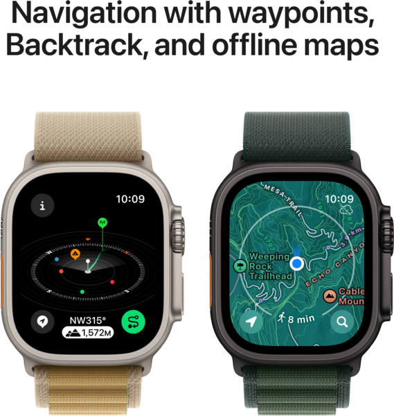 Apple Watch Ultra 2 Cellular 49mm Natural Titan. Case w. Blue Trail Loop - M/L (MX4L3)