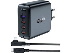 Комплект Acefast A37 адаптер 3xUSB-C + USB-A + кабель USB-C to USB-C 100w Black