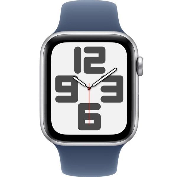 Apple Watch SE 2 44mm Silver Aluminium Case w. Denim Sport Band - M/L MXER3