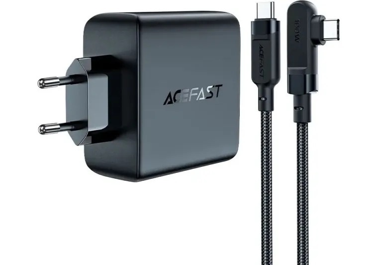 Комплект Acefast A37 адаптер 3xUSB-C + USB-A + кабель USB-C to USB-C 100w Black