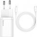 МЗП Baseus Super Silicone PD Charger 20W 1Type-C+With Cable Type-C to Lightning White TZCCSUP-B02