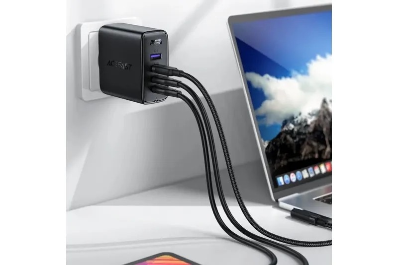 Комплект Acefast A37 адаптер 3xUSB-C + USB-A + кабель USB-C to USB-C 100w Black