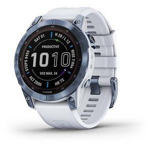 Garmin Fenix 7 Sapphire Solar Mineral Blue DLC Titanium with Whitestone Band 010-02540-24/25