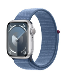 Apple Watch Series 9 41mm Starlight Aluminum Case with Winter Blue Sport Loop MR9K3