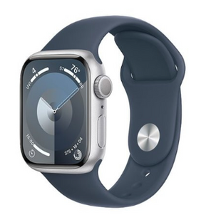 Apple Watch Series 9 41mm Silver/Storm blue Sport Band S/M MR903
