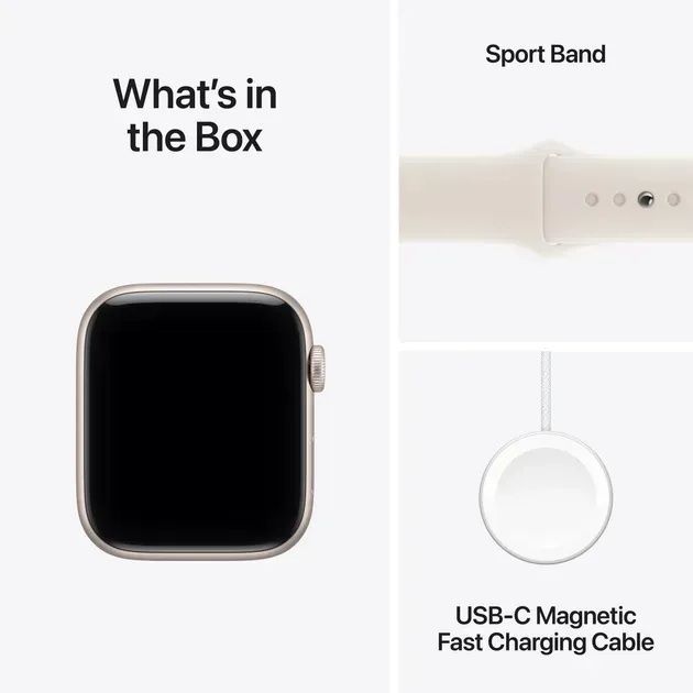 Apple Watch SE 3 44mm Starlight Alu. Case w. Starlight S. Band - M/L (MEHJ4)