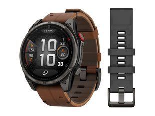 Смарт-годинник Garmin Fenix 8 Pro 47 mm AMOLED Carbon Gray DLC Chestnut Leather Band (010-03198-40)