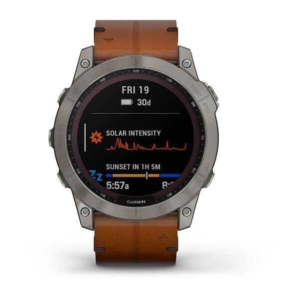 Garmin Fenix 7X Sapph Sol Titanium w/Chestnut Leather 010-02541-19