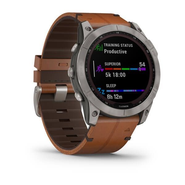 Garmin Fenix 7X Sapph Sol Titanium w/Chestnut Leather 010-02541-19