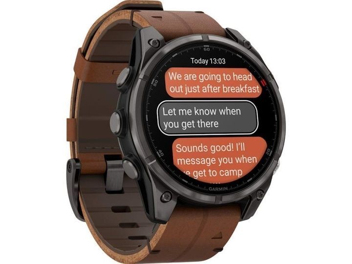 Смарт-годинник Garmin Fenix 8 Pro 47 mm AMOLED Carbon Gray DLC Chestnut Leather Band (010-03198-40)