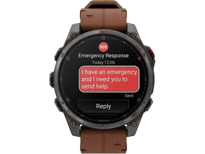 Смарт-годинник Garmin Fenix 8 Pro 47 mm AMOLED Carbon Gray DLC Chestnut Leather Band (010-03198-40)