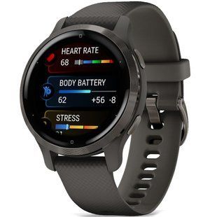 Garmin Venu 2S Slate Bezel with Graphite Case and Silicone Band 010-02429-10