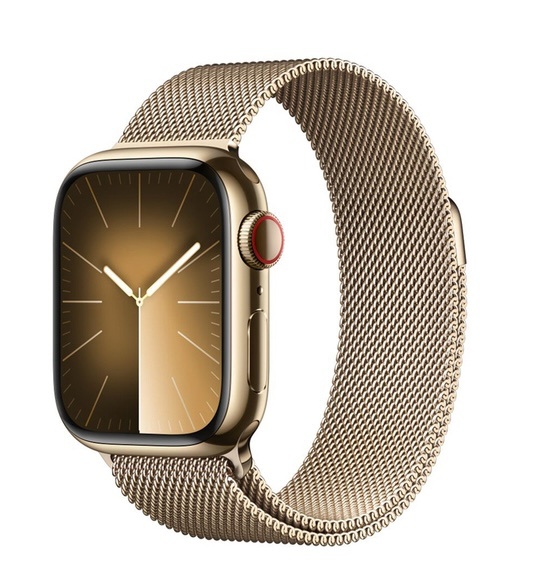 Apple Watch Series 9 Cellular 41mm Gold Stainless Steel Case With Gold Milanese Loop MRJ73