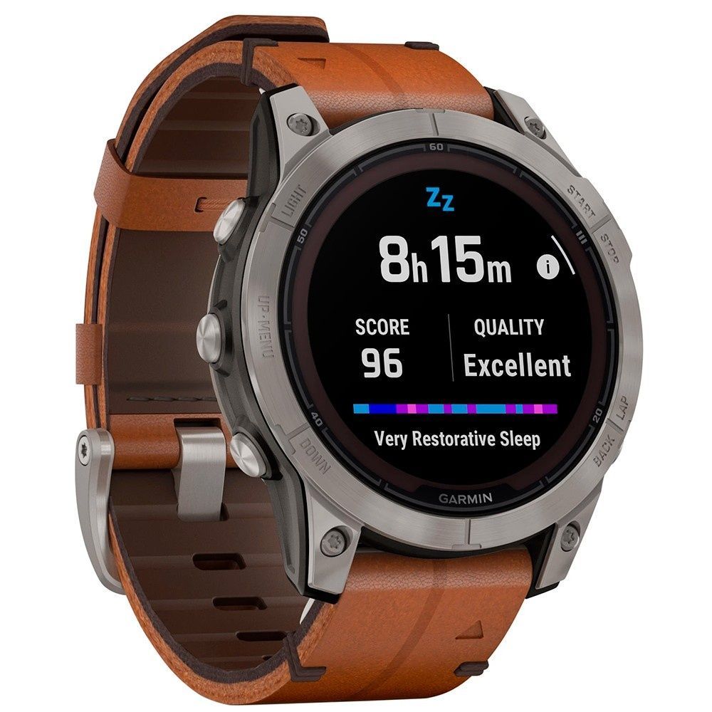 Garmin Fenix 7 Pro Saph Solar, Ti w/Chestnut Lthr Band, Excl, GPS 010-02777-30